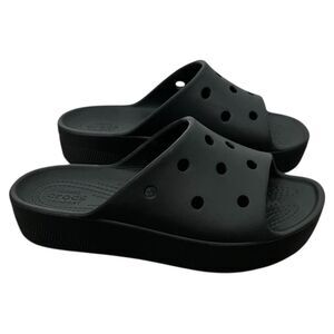 Crocs Platform Slide Sandals Black Elevated Casual City Travel Comfy Women’s 5
